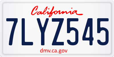 CA license plate 7LYZ545