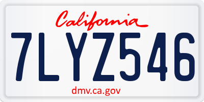CA license plate 7LYZ546