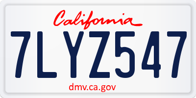 CA license plate 7LYZ547