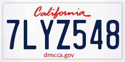CA license plate 7LYZ548