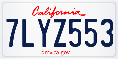 CA license plate 7LYZ553
