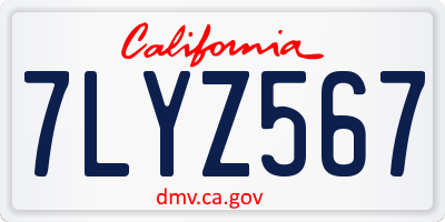CA license plate 7LYZ567