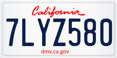CA license plate 7LYZ580