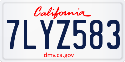 CA license plate 7LYZ583