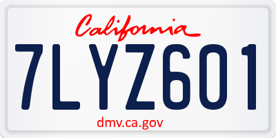 CA license plate 7LYZ601