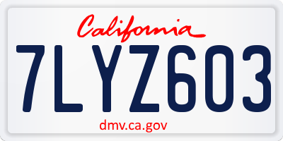CA license plate 7LYZ603