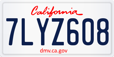 CA license plate 7LYZ608