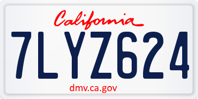 CA license plate 7LYZ624