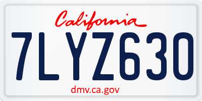 CA license plate 7LYZ630