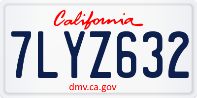 CA license plate 7LYZ632