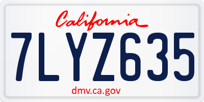 CA license plate 7LYZ635