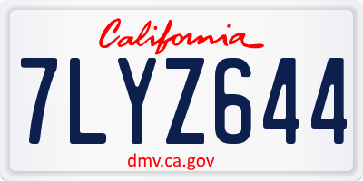 CA license plate 7LYZ644