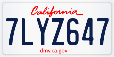CA license plate 7LYZ647
