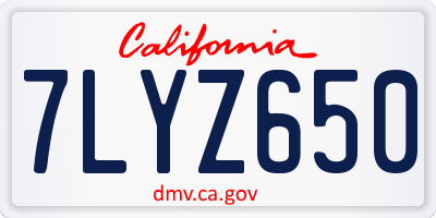 CA license plate 7LYZ650
