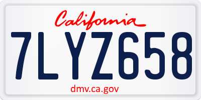 CA license plate 7LYZ658
