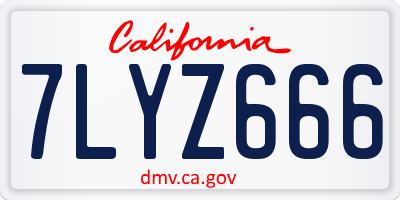 CA license plate 7LYZ666