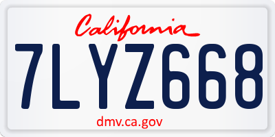 CA license plate 7LYZ668