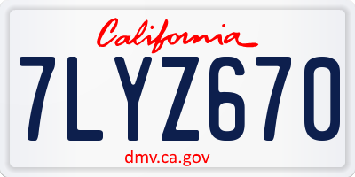 CA license plate 7LYZ670