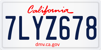CA license plate 7LYZ678