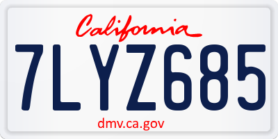 CA license plate 7LYZ685