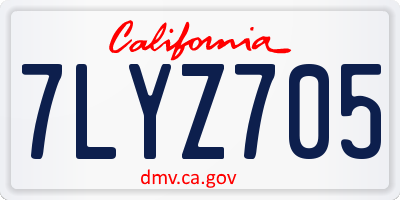 CA license plate 7LYZ705