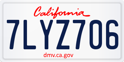 CA license plate 7LYZ706