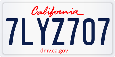 CA license plate 7LYZ707
