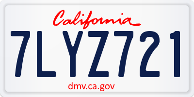 CA license plate 7LYZ721