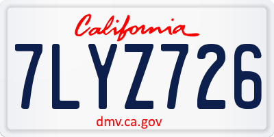CA license plate 7LYZ726