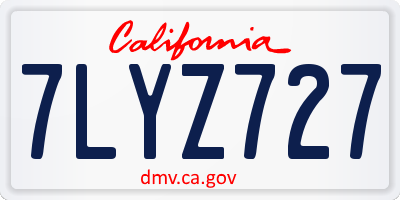 CA license plate 7LYZ727