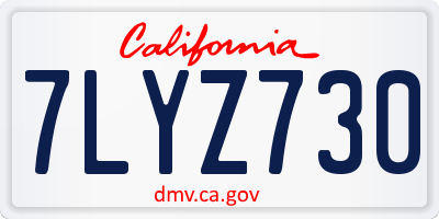 CA license plate 7LYZ730