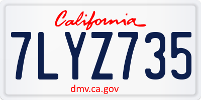 CA license plate 7LYZ735