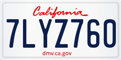 CA license plate 7LYZ760