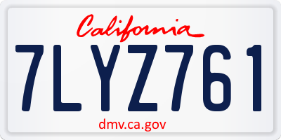 CA license plate 7LYZ761