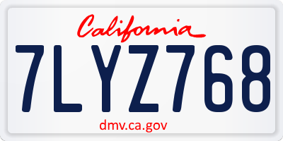 CA license plate 7LYZ768