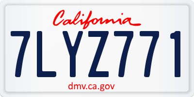 CA license plate 7LYZ771