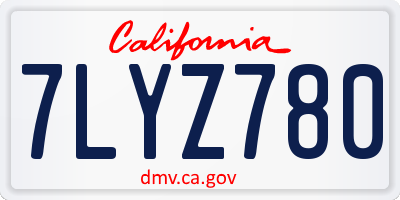 CA license plate 7LYZ780