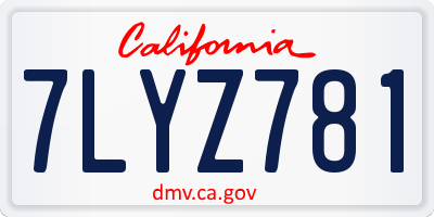 CA license plate 7LYZ781