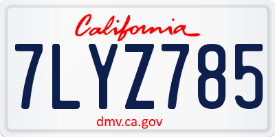 CA license plate 7LYZ785