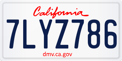 CA license plate 7LYZ786