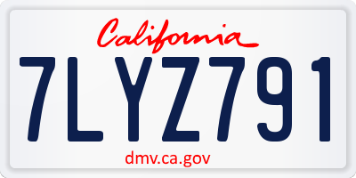 CA license plate 7LYZ791
