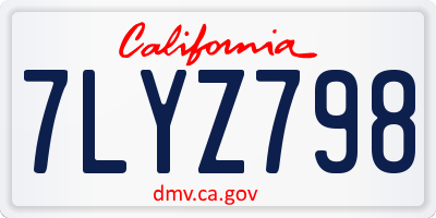 CA license plate 7LYZ798