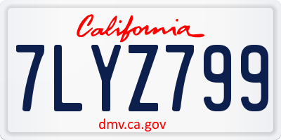 CA license plate 7LYZ799