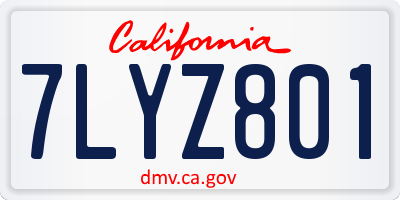 CA license plate 7LYZ801