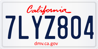 CA license plate 7LYZ804