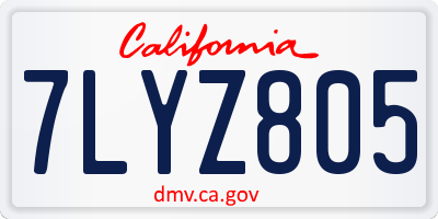 CA license plate 7LYZ805