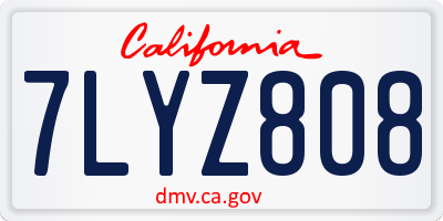 CA license plate 7LYZ808