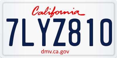 CA license plate 7LYZ810
