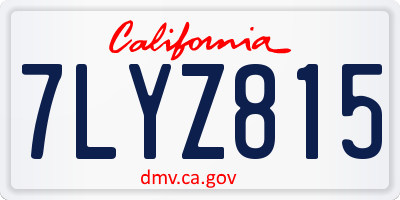 CA license plate 7LYZ815