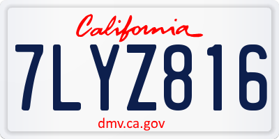 CA license plate 7LYZ816